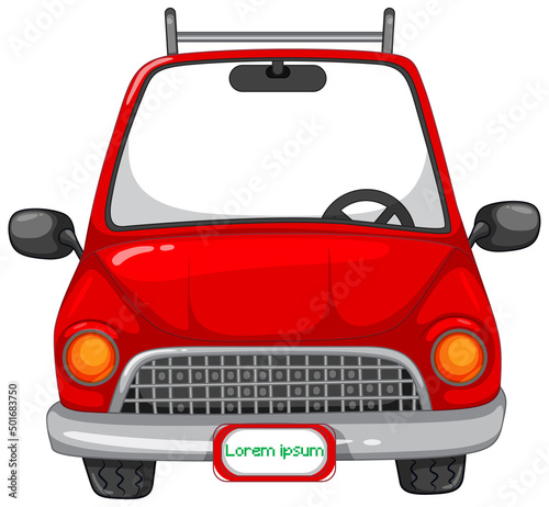 Vintage red car on white background