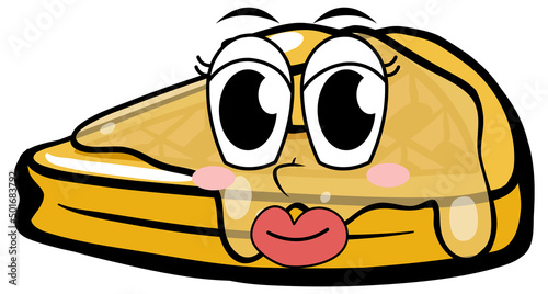 Waffle with honey on white background