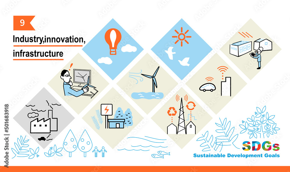 Obraz premium SDGsのイメージイラスト GOAL9 