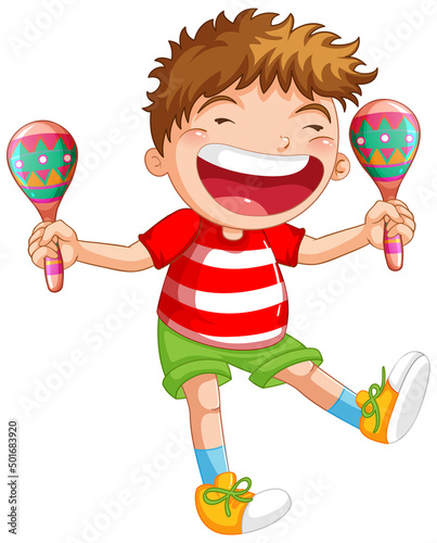 Happy boy with shakers