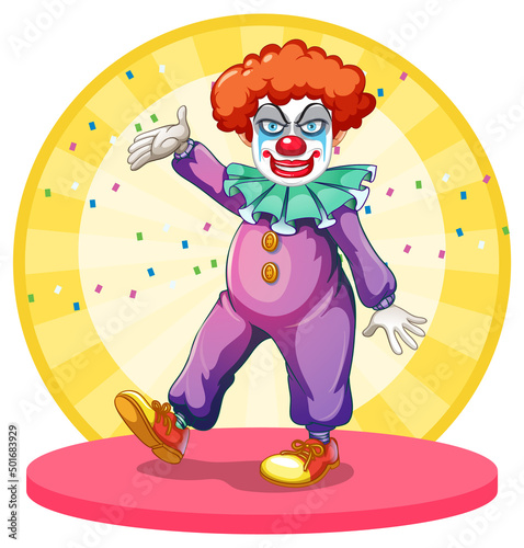 Cartoon clown performing on stage