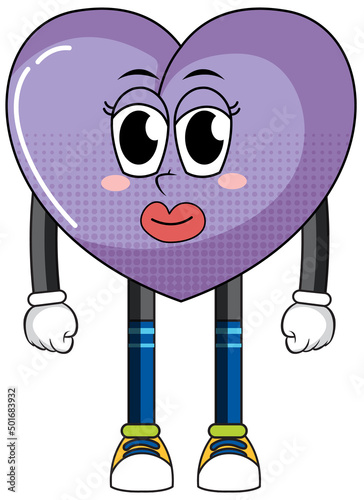 Heart cartoon character on white background