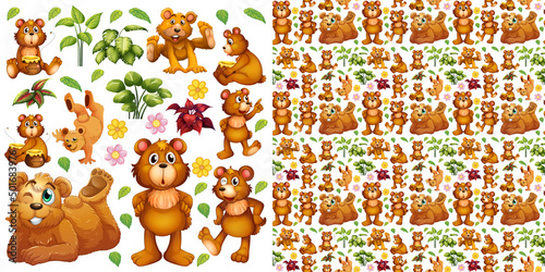 Cute animals cartoon seamless background