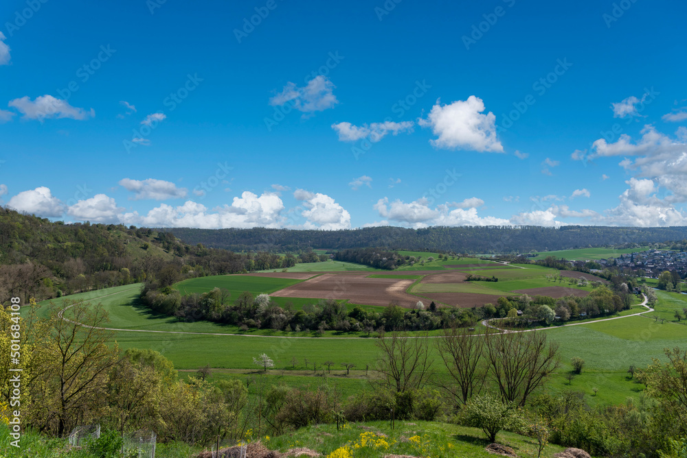 Obraz premium Landscape at the Enz loop nearby Muhlhausen on the Enz