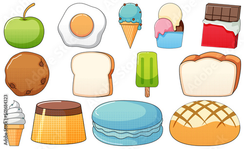 Set of vintage style cartoon on white background