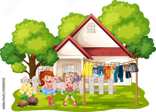 House scene with many kids