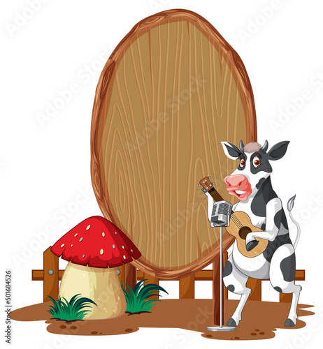 Blank oval wooden signboard with animal