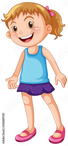 Cute girl wearing blue shirt cartoon character