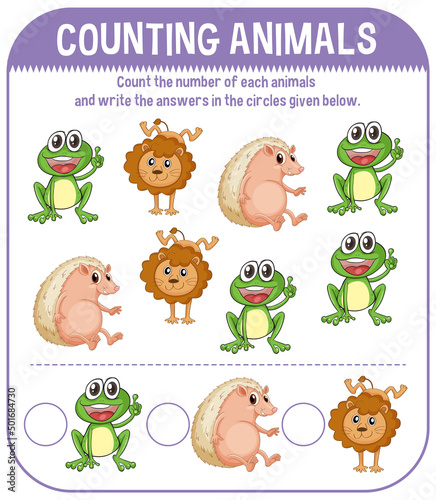 Worksheet design for counting animals