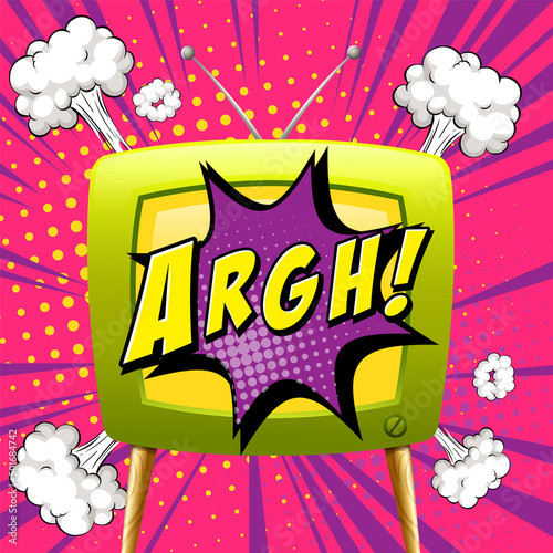 Abbreviation and facial expression retro comic banner design