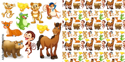Cute animals cartoon set on white background