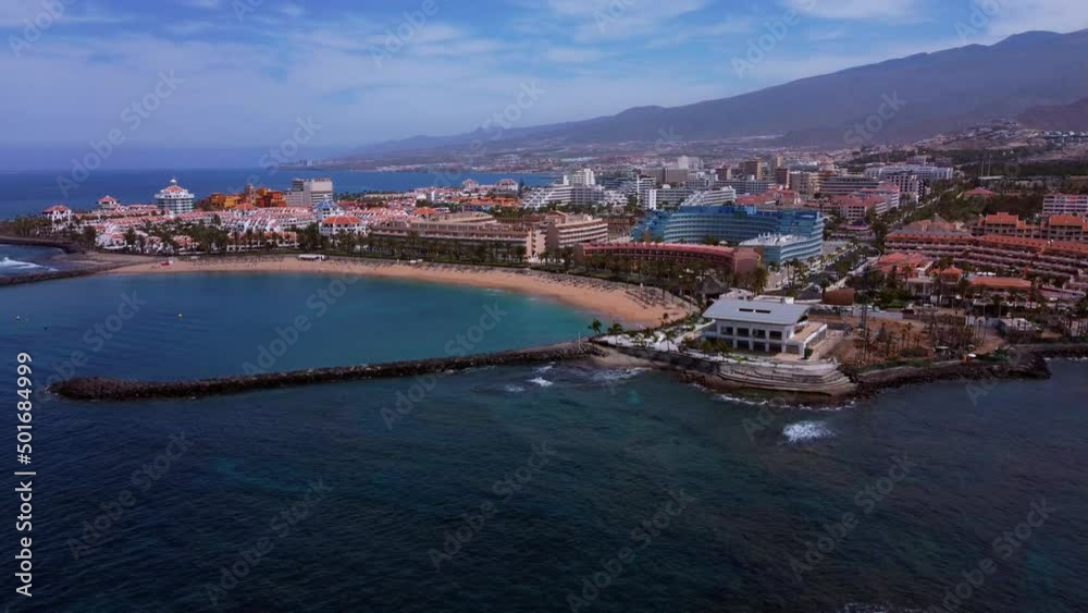 Drone view - beaches and coastline of Arona in Tenerife by the Atlantic Ocean Drone view - beaches and coastline of Arona in Tenerife by the Atlantic Ocean