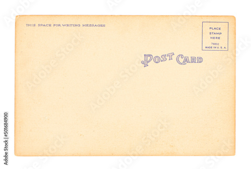 Blank Vintage Postcard on a White Background