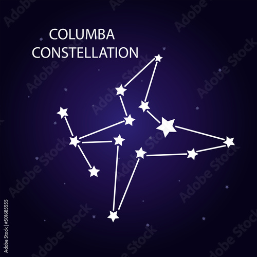 The constellation of Columbus with bright stars. Vector illustration.