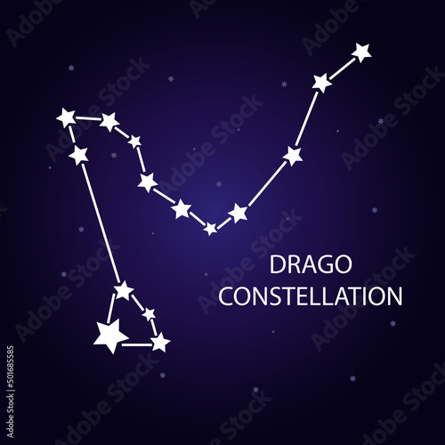 The constellation Dragon with bright stars. Vector illustration.