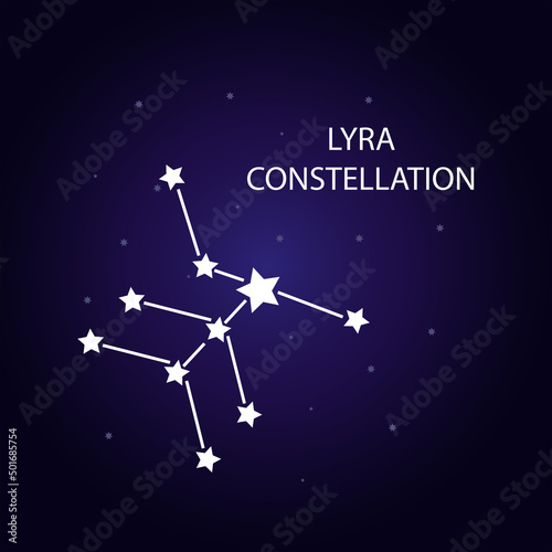 The constellation of Lyra with bright stars. Vector illustration.