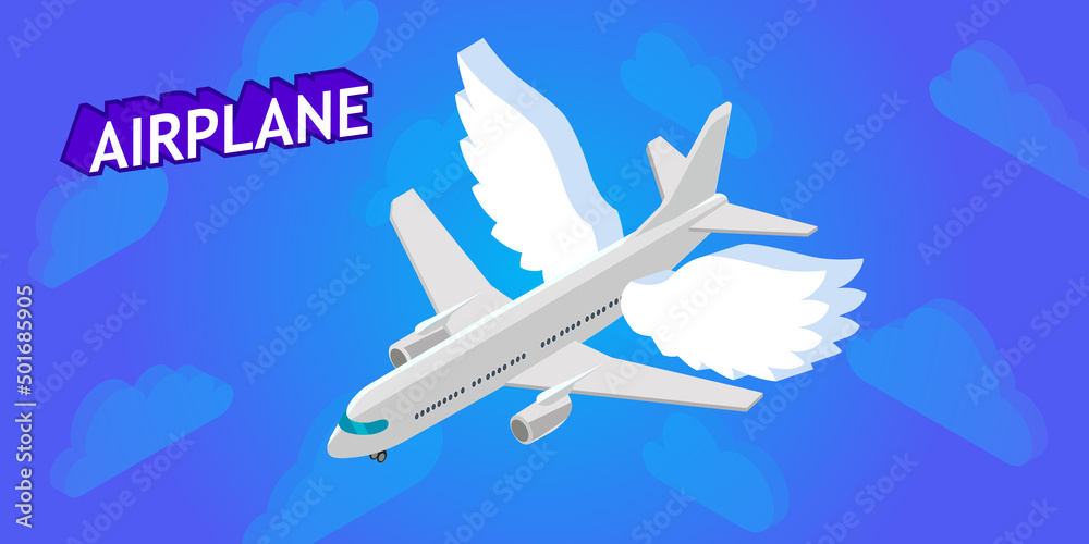 Airplane isometric design icon. Vector web illustration. 3d colorful concept