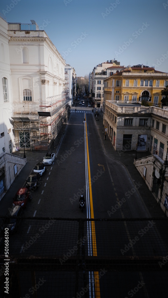 Traffic in the central streets of Rome