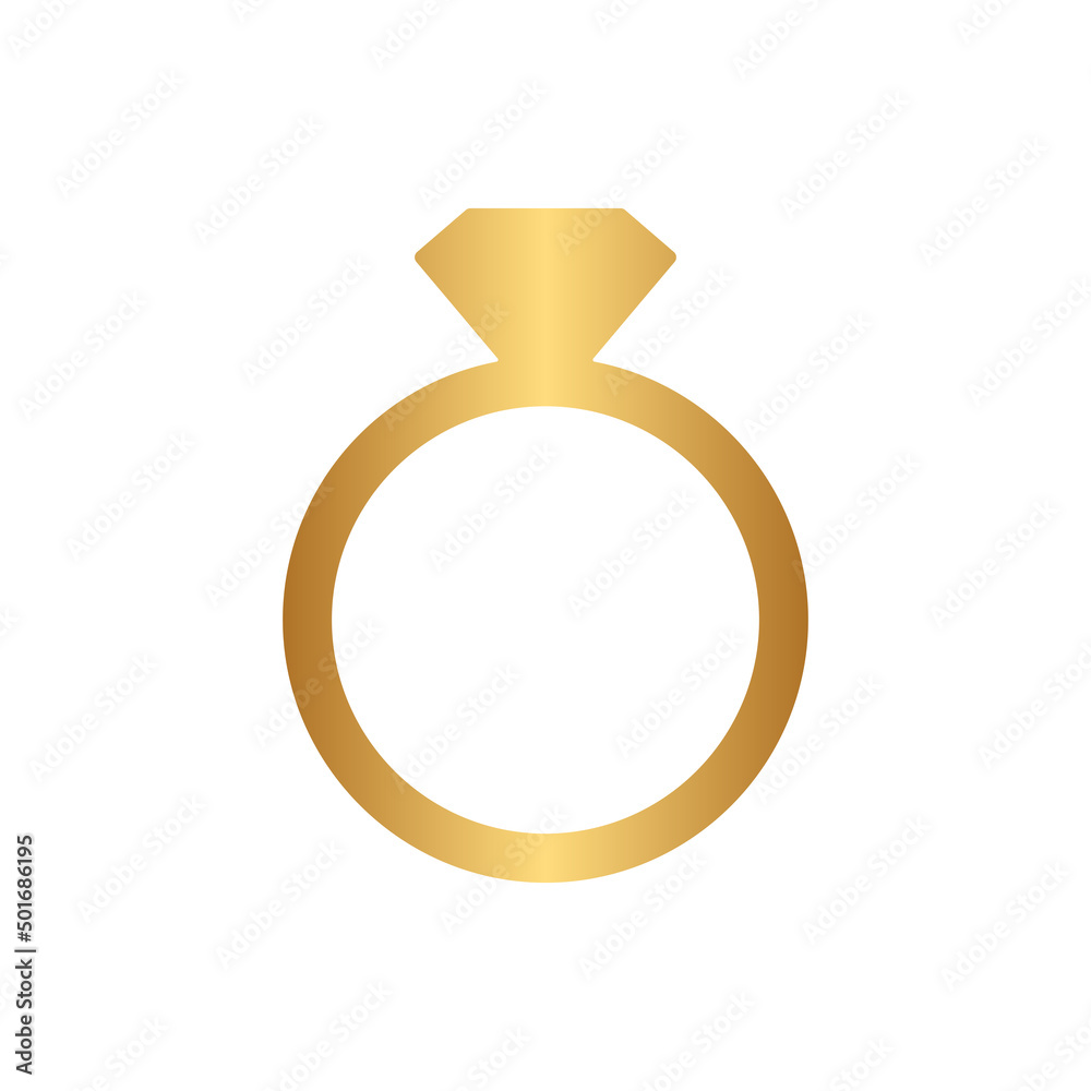 Diamond ring icon with gold gradient Diamond ring icon with gold gradient