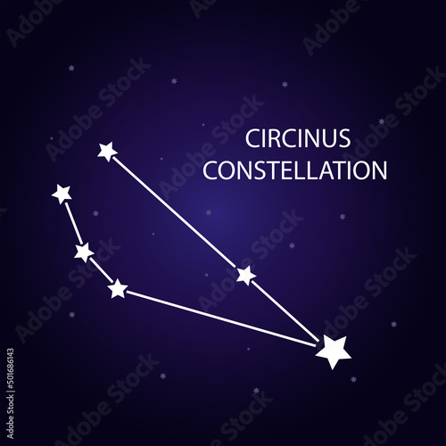The constellation of Circinus with bright stars. Vector illustration.