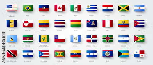Fotografia, Obraz Giant North And South America Flag Set