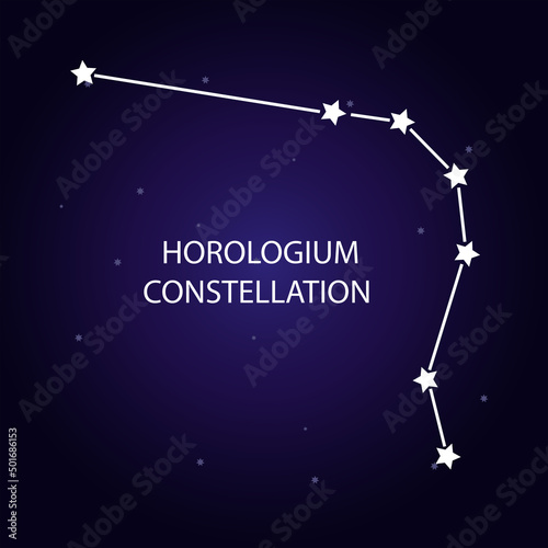The constellation of Horologium with bright stars. Vector illustration.