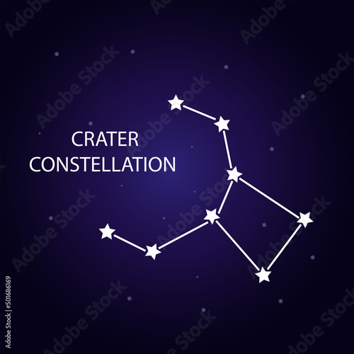 The constellation of Crater with bright stars. Vector illustration.