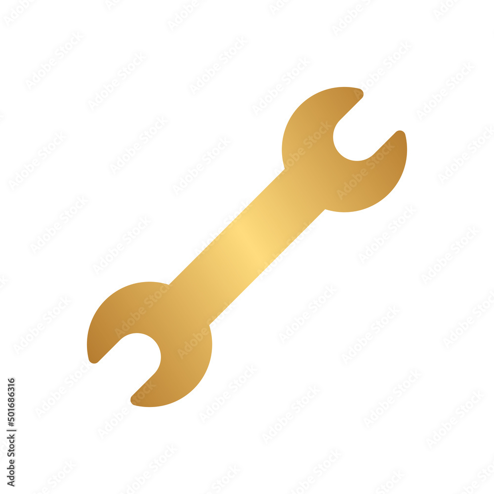 Wrench icon with gold gradient Wrench icon with gold gradient