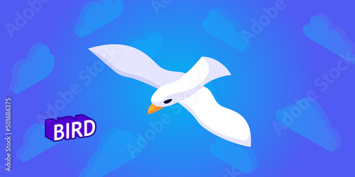 Bird isometric design icon. Vector web illustration. 3d colorful concept
