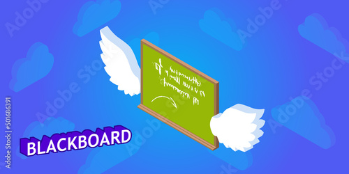 Blackboard isometric design icon. Vector web illustration. 3d colorful concept