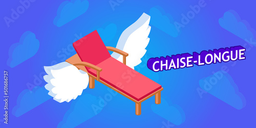 Chaise-longue isometric design icon. Vector web illustration. 3d colorful concept