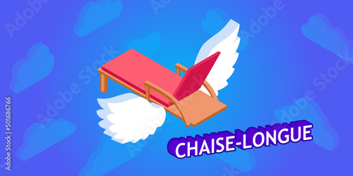 Chaise-longue isometric design icon. Vector web illustration. 3d colorful concept
