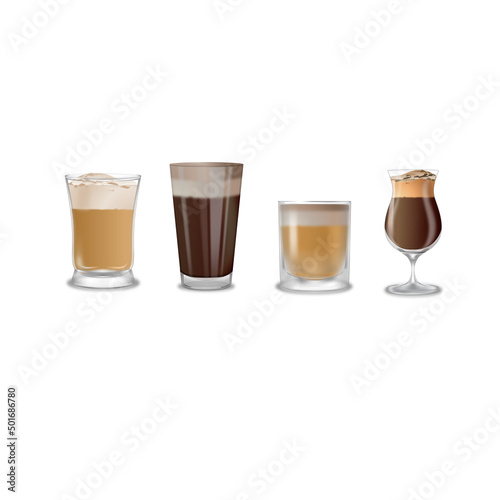Coffee types set, vector realistic isolated illustration
