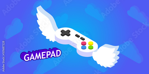 Gamepad isometric design icon. Vector web illustration. 3d colorful concept