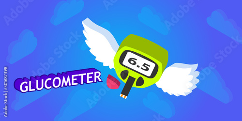 Glucometer isometric design icon. Vector web illustration. 3d colorful concept
