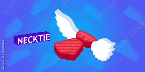 Necktie isometric design icon. Vector web illustration. 3d colorful concept