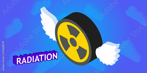 Radiation isometric design icon. Vector web illustration. 3d colorful concept