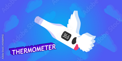 Fototapeta Naklejka Na Ścianę i Meble -  Thermometer isometric design icon. Vector web illustration. 3d colorful concept