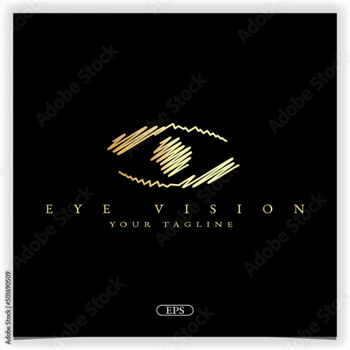 hand draw gold eye vision design logo premium elegant template vector eps 10