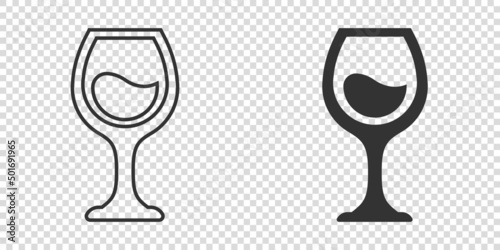 Wine glass icon in flat style. Champagne beverage vector illustration on isolated background. Cocktail drink sign business concept.