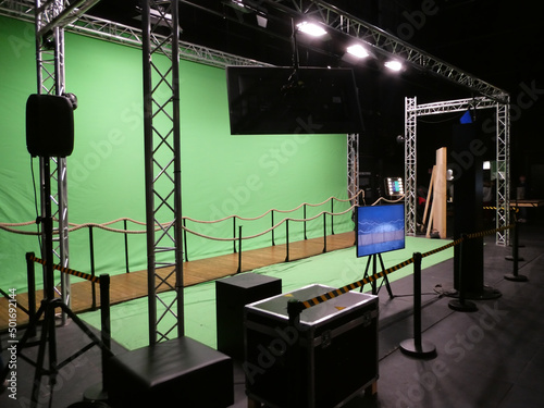 fond vert sur un plateau de tournage