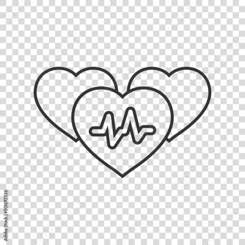 Arterial blood pressure icon in flat style. Heartbeat monitor vector illustration on isolated background. Pulse diagnosis sign business concept.