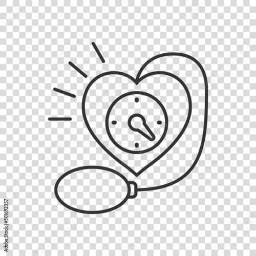 Arterial blood pressure icon in flat style. Heartbeat monitor vector illustration on isolated background. Pulse diagnosis sign business concept.