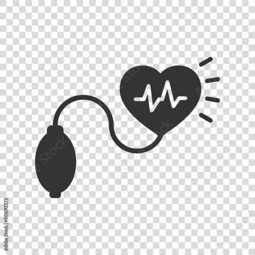 Arterial blood pressure icon in flat style. Heartbeat monitor vector illustration on isolated background. Pulse diagnosis sign business concept.