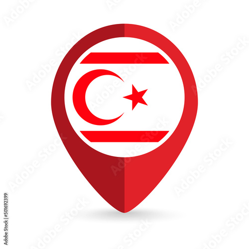 Free Download Map pointer with contry Northern Cyprus. Northern Cyprus flag. Vector illustration. - GFXLoad