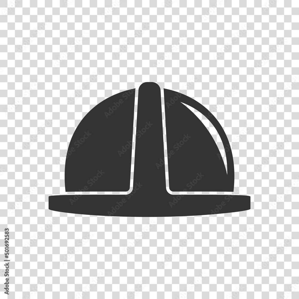 Fototapeta premium Construction helmet icon in flat style. Safety cap vector illustration on isolated background. Worker hat sign business concept.
