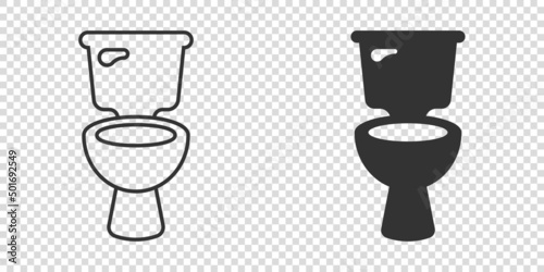 Toilet bowl icon in flat style. Hygiene vector illustration on isolated background. WC restroom sign business concept.