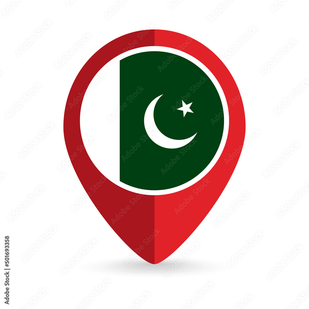 Map pointer with contry Pakistan. Pakistan flag. Vector illustration. Map pointer with contry Pakistan. Pakistan flag. Vector illustration.