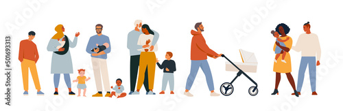 Group of different people joined the happiness. The choice of the elderly, people of color, disabled and different people. Social diversity, relationships, human resources, a large family group.