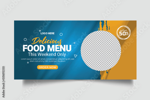 food business promotion web banner template  Restaurant healthy food online sale social media marketing cover